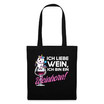 Ich Liebe Wein Ich Bin ein Einhorn - Stoffbeutel - Schwarz - Vorne