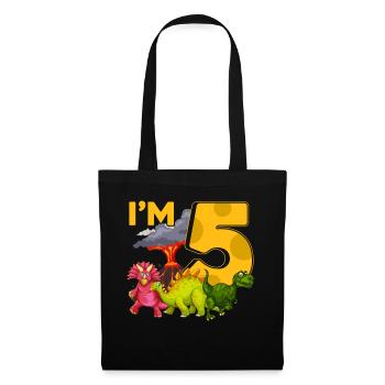 5 Dinos d’anniversaire - Sac en tissu - noir - Devant