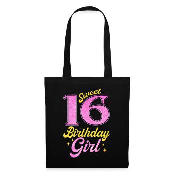 Fille du 16e anniversaire - Sac en tissu - noir - Devant