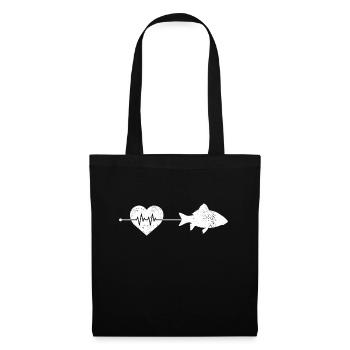 Fisch Herzschlag - Stoffbeutel - Schwarz - Vorne