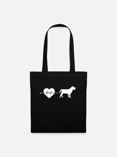 Hund Herzschlag - Stoffbeutel - Schwarz