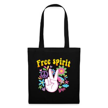 Hippie Geschenk Acidhead Flowerpower Hippi Hippy - Stoffbeutel - Schwarz - Vorne