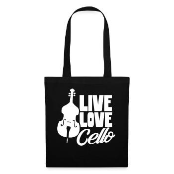 Leben Liebe Cello Musiker Cellist Cellos - Stoffbeutel - Schwarz - Vorne