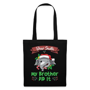 Cher Père Noël Mon frère l’a fait Frères et sœurs Noël - Sac en tissu - noir - Devant