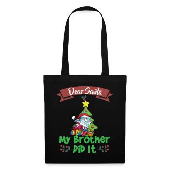 Cher Père Noël Mon frère l’a fait Frères et sœurs Noël - Sac en tissu - noir - Devant