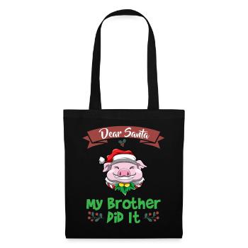 Cher Père Noël Mon frère l’a fait Frères et sœurs Noël - Sac en tissu - noir - Devant