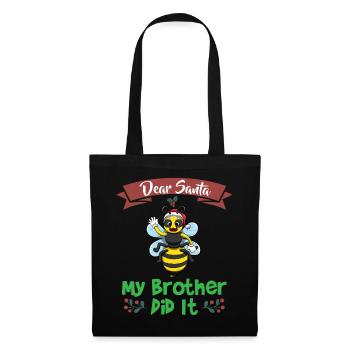 Cher Père Noël Mon frère l’a fait Frères et sœurs Noël - Sac en tissu - noir - Devant