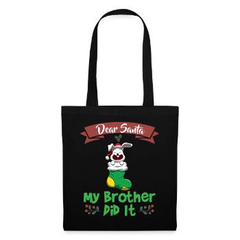 Cher Père Noël Mon frère l’a fait Frères et sœurs Noël - Sac en tissu - noir - Devant