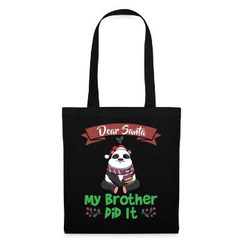 Cher Père Noël Mon frère l’a fait Frères et sœurs Noël - Sac en tissu - noir - Devant