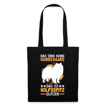 Wolfsspitz Glitzer deutscher Spitz Keeshond - Stoffbeutel - Schwarz - Vorne