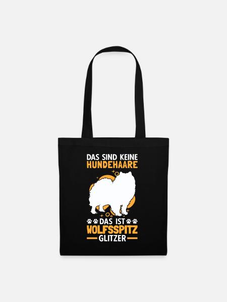 Wolfsspitz Glitzer deutscher Spitz Keeshond - Stoffbeutel - Schwarz
