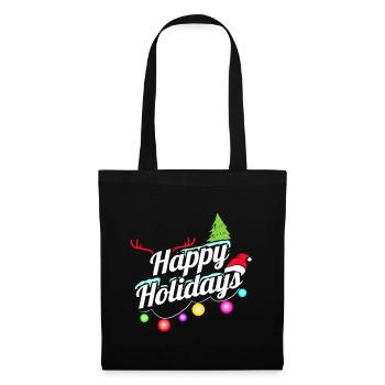 Happy Holidays Fairy Lights Logo For Christmas - Stoffbeutel - Schwarz - Vorne