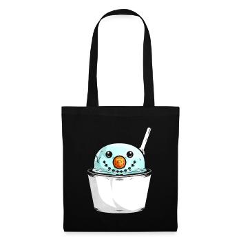 Bonhomme de neige dans une tasse de crème glacée pour Noël - Sac en tissu - noir - Devant