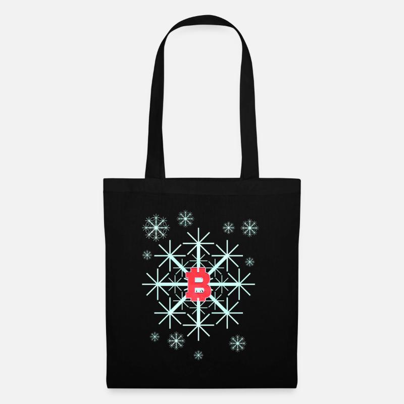 Snowflake In Winter On Christmas With Bitcoin - Stoffbeutel - Schwarz