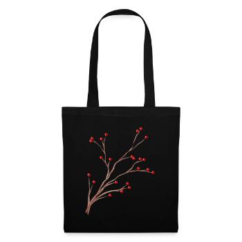 Branch Of Mistles With Red Berries For Christmas - Tote Bag - black - Front