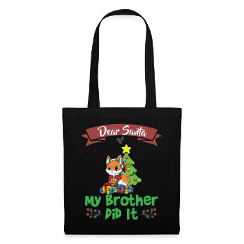 Cher Père Noël Mon frère l’a fait Frères et sœurs Noël - Sac en tissu - noir - Devant