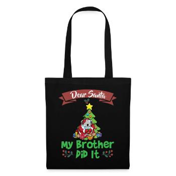 Cher Père Noël Mon frère l’a fait Frères et sœurs Noël - Sac en tissu - noir - Devant