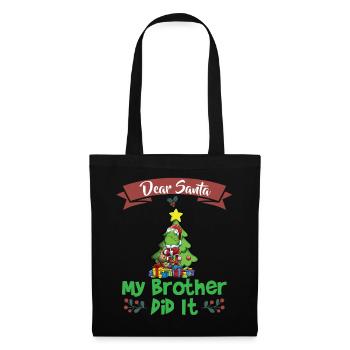 Cher Père Noël Mon frère l’a fait Frères et sœurs Noël - Sac en tissu - noir - Devant