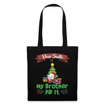 Cher Père Noël Mon frère l’a fait Frères et sœurs Noël - Sac en tissu - noir - Devant
