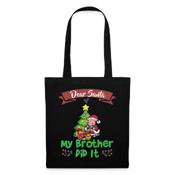 Cher Père Noël Mon frère l’a fait Frères et sœurs Noël - Sac en tissu - noir - Devant