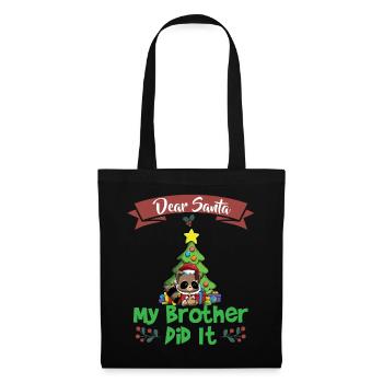 Cher Père Noël Mon frère l’a fait Frères et sœurs Noël - Sac en tissu - noir - Devant