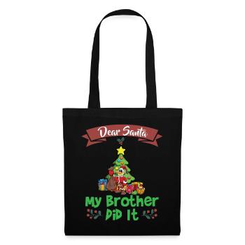 Cher Père Noël Mon frère l’a fait Frères et sœurs Noël - Sac en tissu - noir - Devant