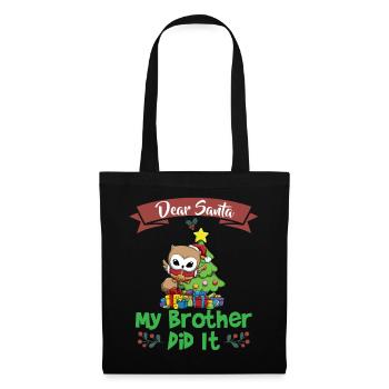 Cher Père Noël Mon frère l’a fait Frères et sœurs Noël - Sac en tissu - noir - Devant