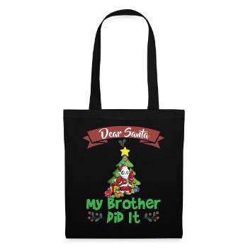Cher Père Noël Mon frère l’a fait Frères et sœurs Noël - Sac en tissu - noir - Devant