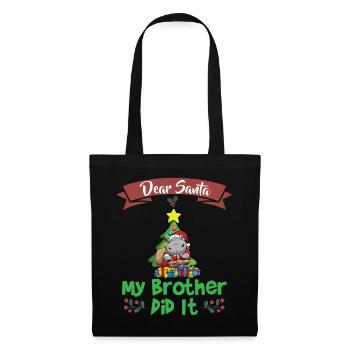 Cher Père Noël Mon frère l’a fait Frères et sœurs Noël - Sac en tissu - noir - Devant
