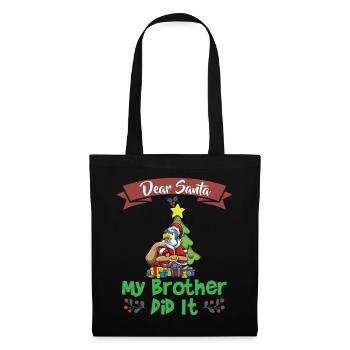 Cher Père Noël Mon frère l’a fait Frères et sœurs Noël - Sac en tissu - noir - Devant