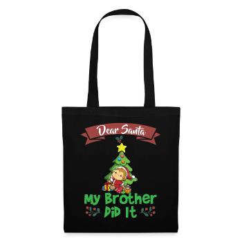 Cher Père Noël Mon frère l’a fait Frères et sœurs Noël - Sac en tissu - noir - Devant