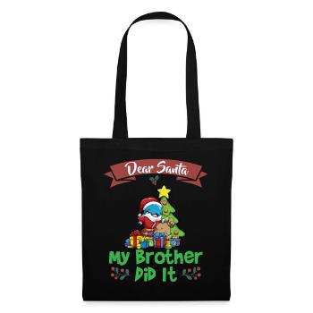 Cher Père Noël Mon frère l’a fait Frères et sœurs Noël - Sac en tissu - noir - Devant