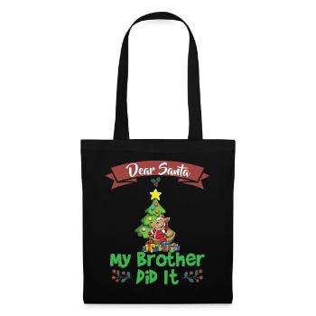 Cher Père Noël Mon frère l’a fait Frères et sœurs Noël - Sac en tissu - noir - Devant