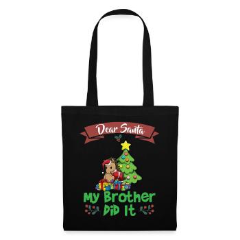 Cher Père Noël Mon frère l’a fait Frères et sœurs Noël - Sac en tissu - noir - Devant
