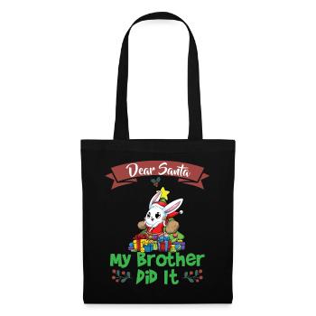 Cher Père Noël Mon frère l’a fait Frères et sœurs Noël - Sac en tissu - noir - Devant