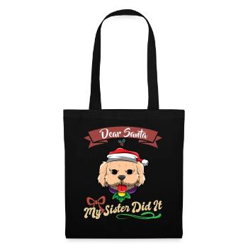 Cher Père Noël Ma sœur l’a fait frères et sœurs Noël - Sac en tissu - noir - Devant