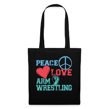 Paix - Amour - Bras de fer - Sac en tissu - noir - Devant