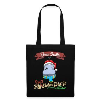 Cher Père Noël Ma sœur l’a fait frères et sœurs Noël - Sac en tissu - noir - Devant