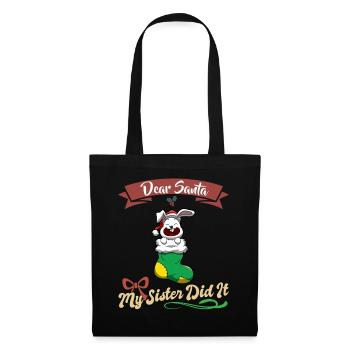 Cher Père Noël Ma sœur l’a fait frères et sœurs Noël - Sac en tissu - noir - Devant