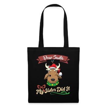 Cher Père Noël Ma sœur l’a fait frères et sœurs Noël - Sac en tissu - noir - Devant