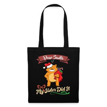 Cher Père Noël Ma sœur l’a fait frères et sœurs Noël - Sac en tissu - noir - Devant