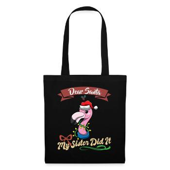 Cher Père Noël Ma sœur l’a fait frères et sœurs Noël - Sac en tissu - noir - Devant
