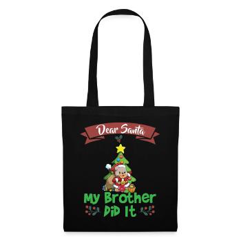 Cher Père Noël Mon frère l’a fait Frères et sœurs Noël - Sac en tissu - noir - Devant