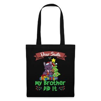 Cher Père Noël Mon frère l’a fait Frères et sœurs Noël - Sac en tissu - noir - Devant