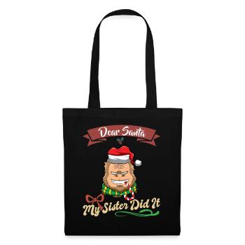 Cher Père Noël Ma sœur l’a fait frères et sœurs Noël - Sac en tissu - noir - Devant