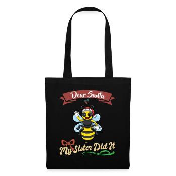 Cher Père Noël Ma sœur l’a fait frères et sœurs Noël - Sac en tissu - noir - Devant