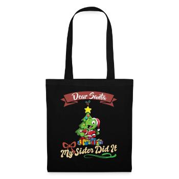 Cher Père Noël Ma sœur l’a fait frères et sœurs Noël - Sac en tissu - noir - Devant