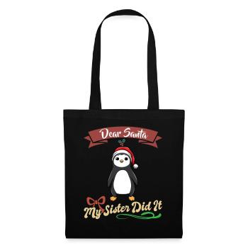Cher Père Noël Ma sœur l’a fait frères et sœurs Noël - Sac en tissu - noir - Devant