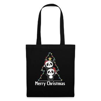 Panda Arbre de Noël Animaux de Noël Pandas - Sac en tissu - noir - Devant