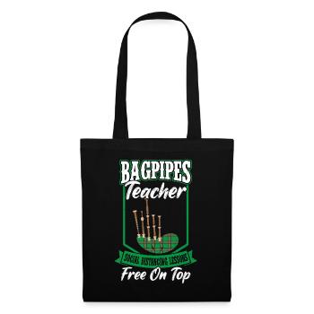 Professeur de cornemuse - Joueur de cornemuse - Sac en tissu - noir - Devant
